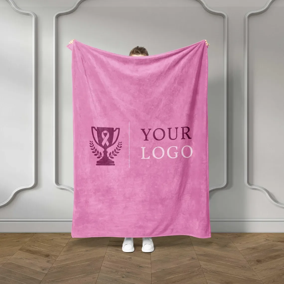 Custom Logo Throw Blanket Personalized Blanket Customized Corporate Business Gift For Client Employee Promotional Gift