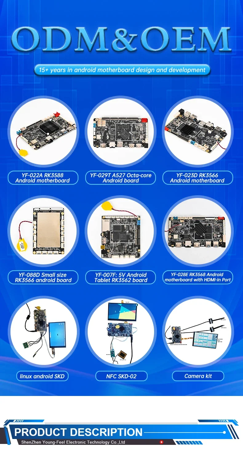 Rockchip-placa base de desarrollo YF-026W, 6 núcleos, 2,0 Ghz, CPU, android 8,1, Linux, android, wifi, ethernet, 4g, arm board, rk3399