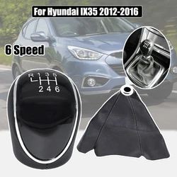 Pu Leather 6 Speed Gear Shift Knob Shifter Lever Replacement Handle Headball Manual For Hyundai IX35 2012 2013 2014 2015 2016