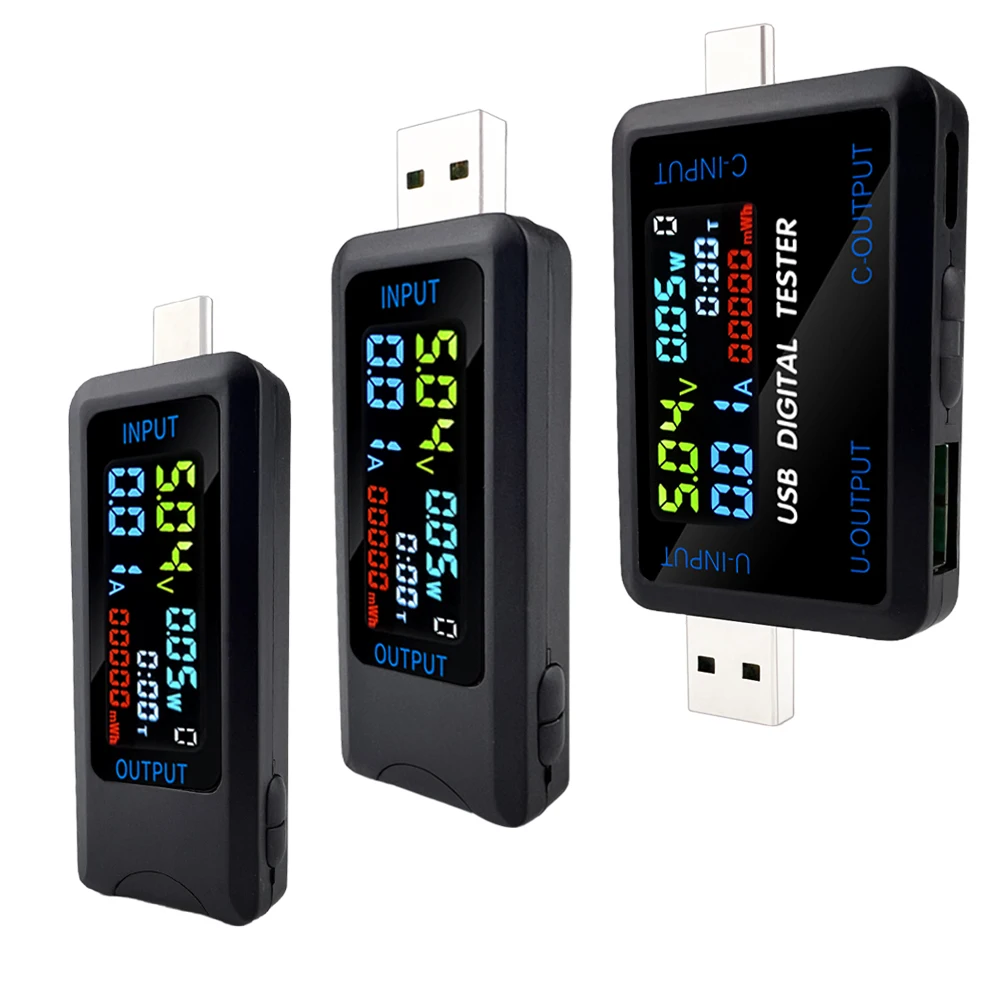 Type-C USB Tester DC Digital Voltmeter Amperimetro Current Voltage Meter Volt Ammeter Detector Power Bank Charger Indicator ﻿