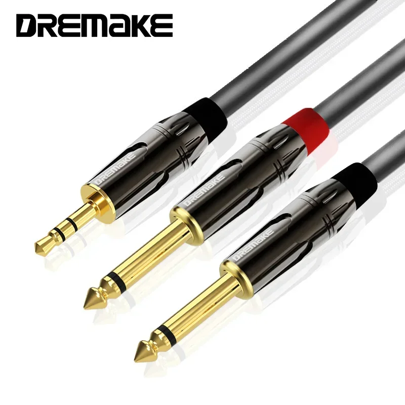 3.5mm do 2x6,35mm stereofoniczny kabel Audio 1/8 TRS męski do 1/4 TS męski kabel do głośnik wzmacniacz miksera z efektem telefonu TV Ipad Laptop