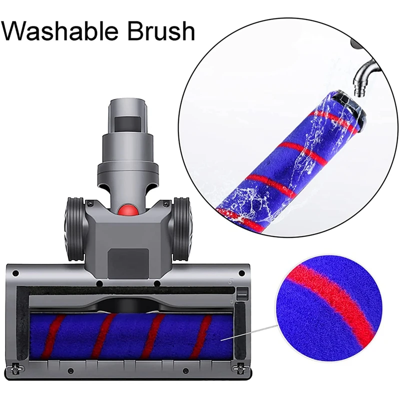 Turbo Electric Motorized Brush For Dyson V7 V8 V10 V15 V11 V12 Quick Release With Roller Soft Bristles With LED Light