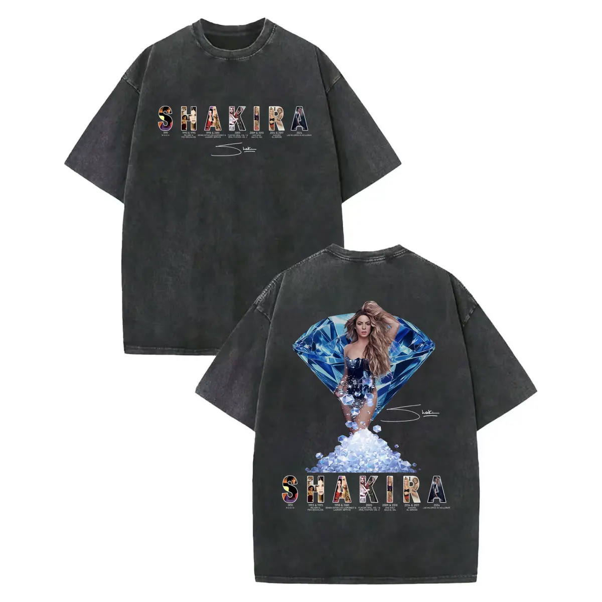 

Vintage Washed Shakira World Tour 2025 T Shirt Men Women Clothing Fashion Y2k Oversized T-shirts Summer Casual Cotton T-shirt