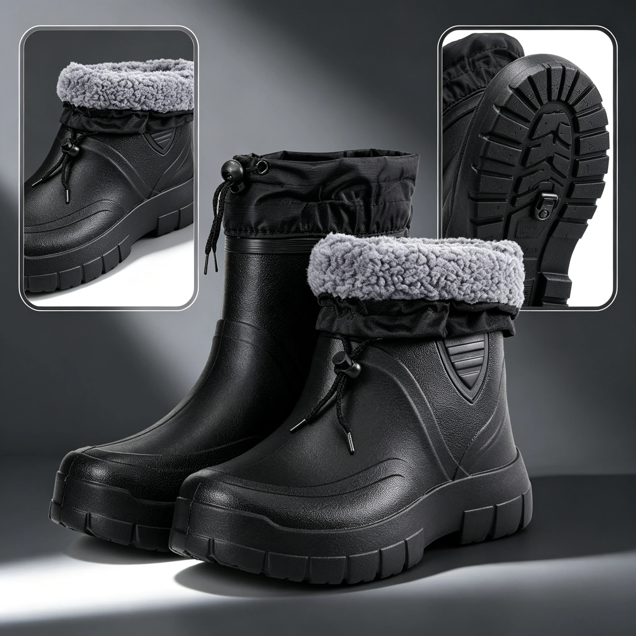 2026 Men's Rain Boots Windproof Cotton Rain Shoes Men Outdoor Waterproof Ankle Boots Fashion High Quality Slip on Men Work Boots