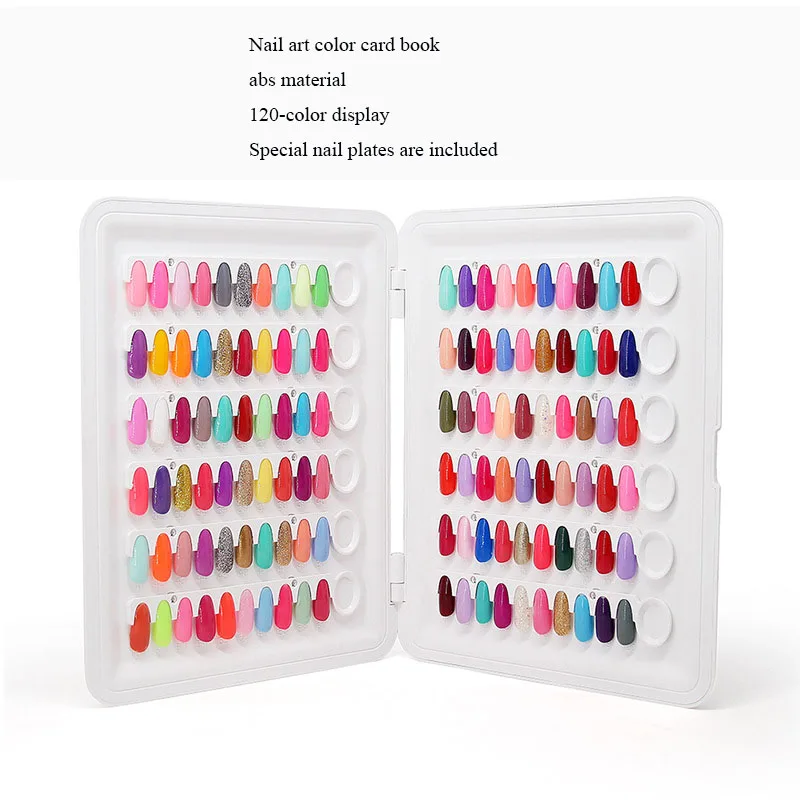 

120 Colors Fake Nail Display Book Detachable Nail Gel Polish Colors Chart Nail Oil Color Try-on Tool Manicure Salon Art Tools