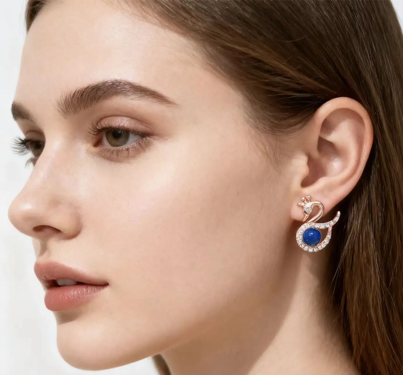 أقراط بجعة رومانسية من الفضة الإسترليني عيار 925 مع كهرمان أزرق 4 ملم هدية لعيد الحب مجوهرات حب للنساء