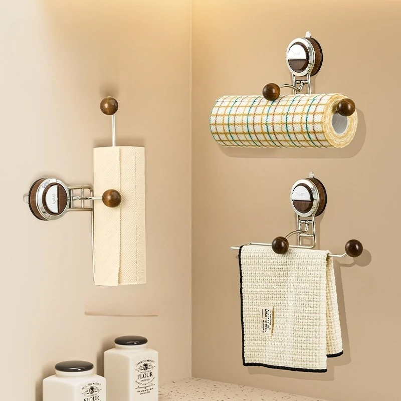 

Tissue Hanger Roll Holder for Bathroom Suction Cup Kitchen Paper Towel Holder Stainless Steel Toilet Paper Holder Household