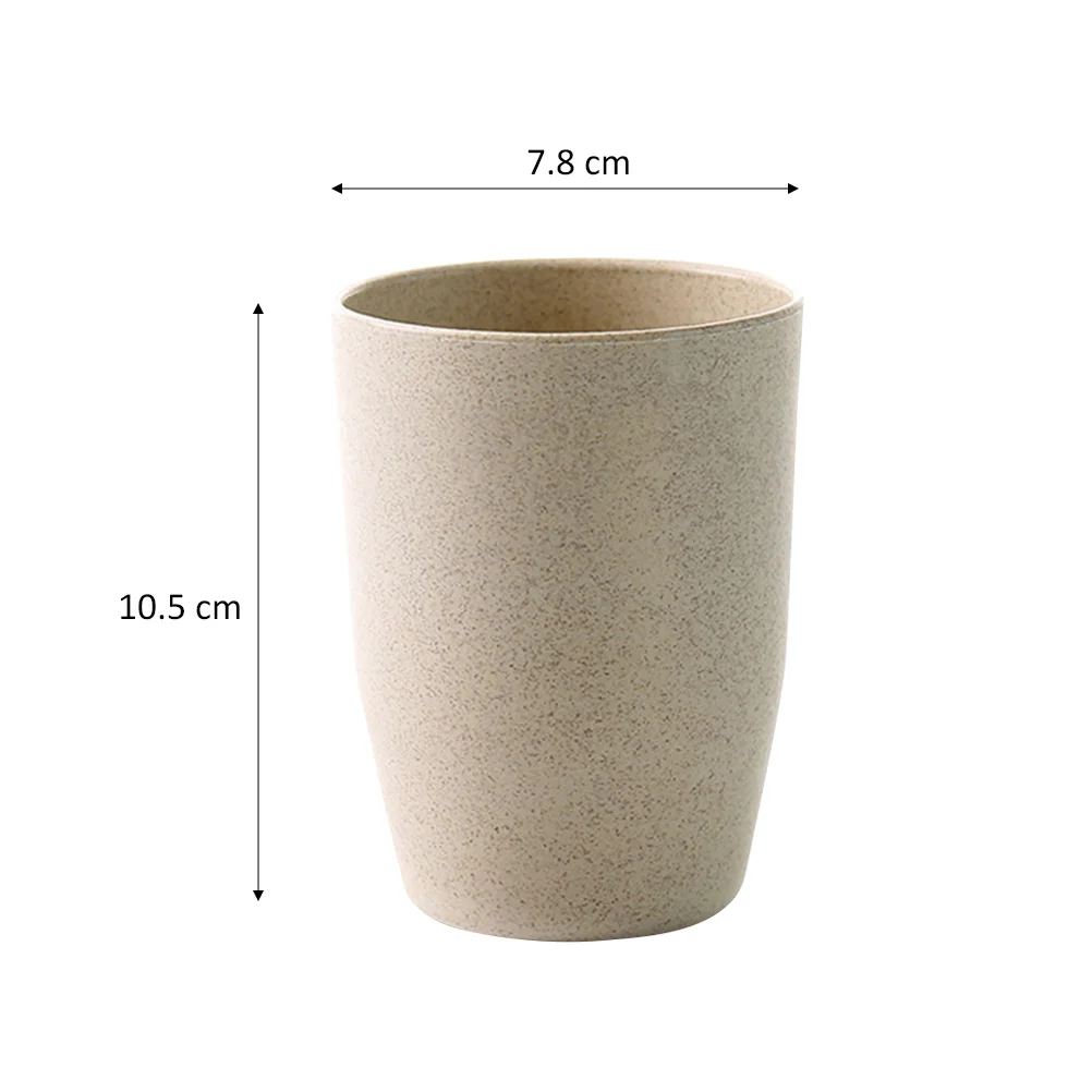 

Bathroom Tooth Cup Wheat Stem Simple Round Mounthwash Mug for Children Adults (Northern Europe Beige)