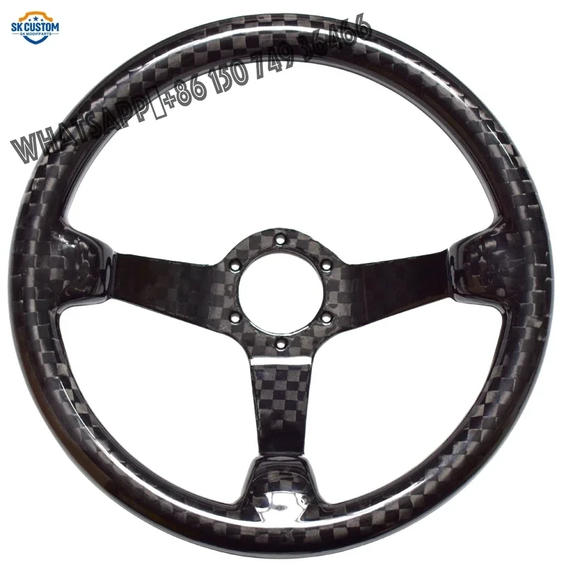 

Universal 340mm Deep Dish Car Steer Wheel Black Carbon Fiber Steering Wheel