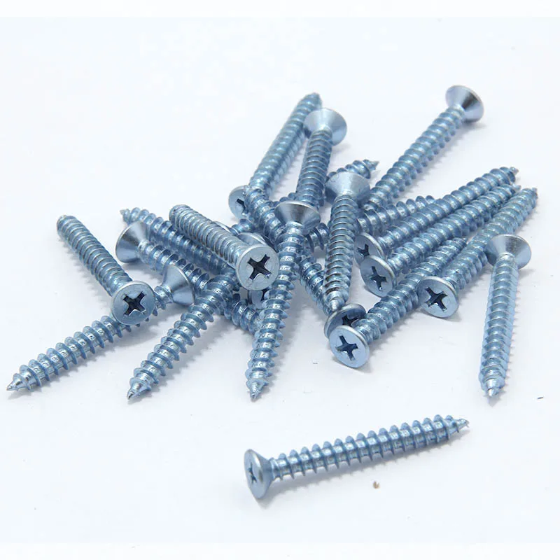 M3 M4 M5 M6 Phillips Flat Countersunk Head Self Tapping Wood Screw Blue Zinc Carbon Steel Cross Recessed Flat Head Tapping Screw
