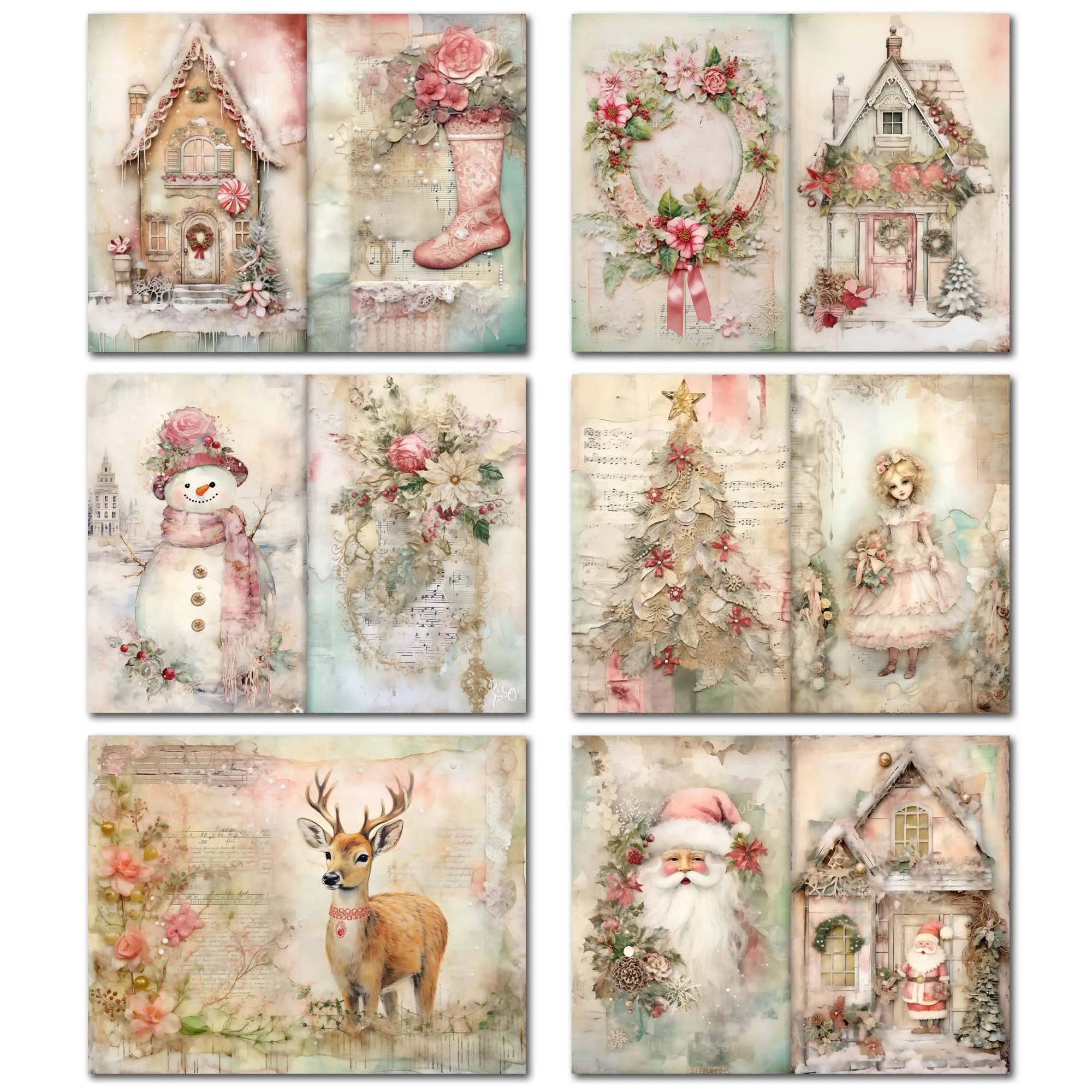 Vintage Deer Christmas Paper 4