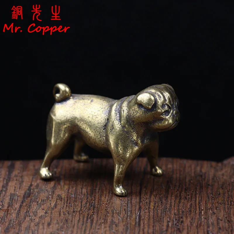 Brass French Bulldog Miniature Ornament Deskop Office Decoration Cute Zodiac Animal Chihuahua Dog Figurine Statue Souvenirs