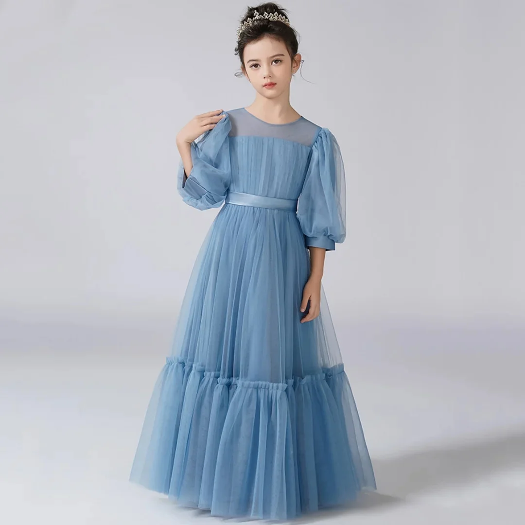 customized-flower-girl-dress-blue-gray-tulle-tiered-with-bow-belt-half-sleeve-for-wedding-birthday-banquet-holy-communion-gowns