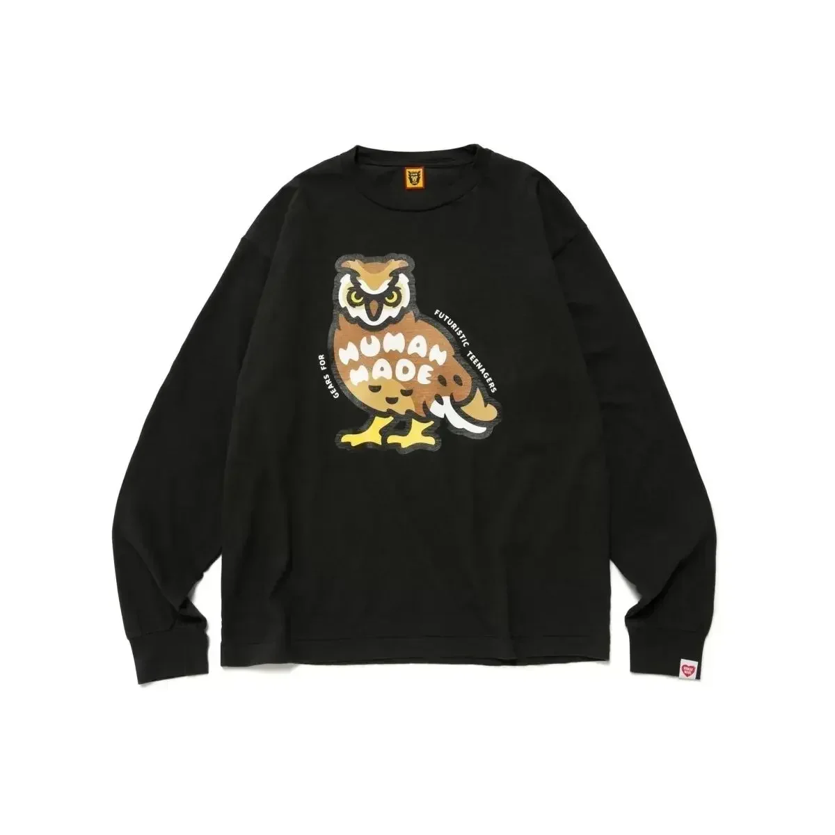 Humanmade all cotton cute cartoon couple long sleeved T-shirt for autumn and winter tops, men's and women's base shirts