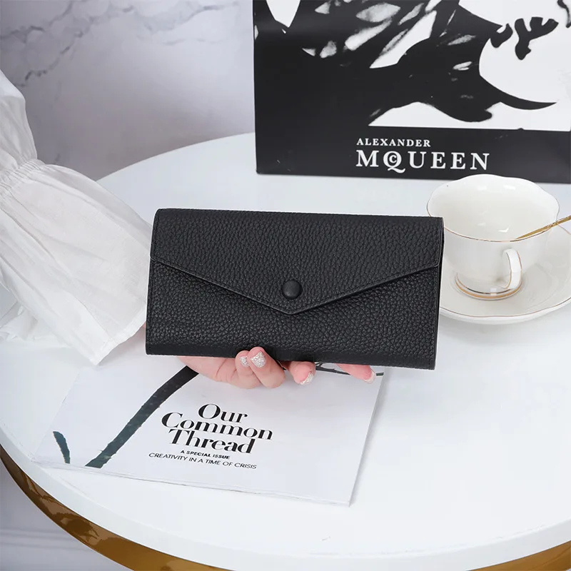 Western Cowhide Leather Envelope Multifunctional Phone Bag Large  Capacity Long Women Wallet