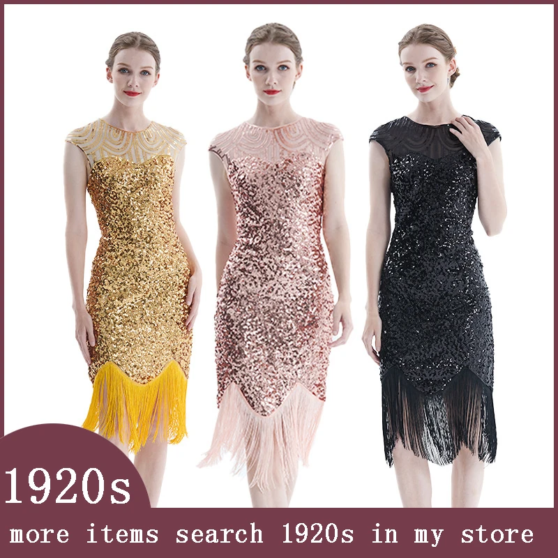 

1920s Women's Fashion Retro Sequin Tassel Evening Beaded Gatsby Dress High-end Wedding Banquet Party Dance Dress robe vestidos