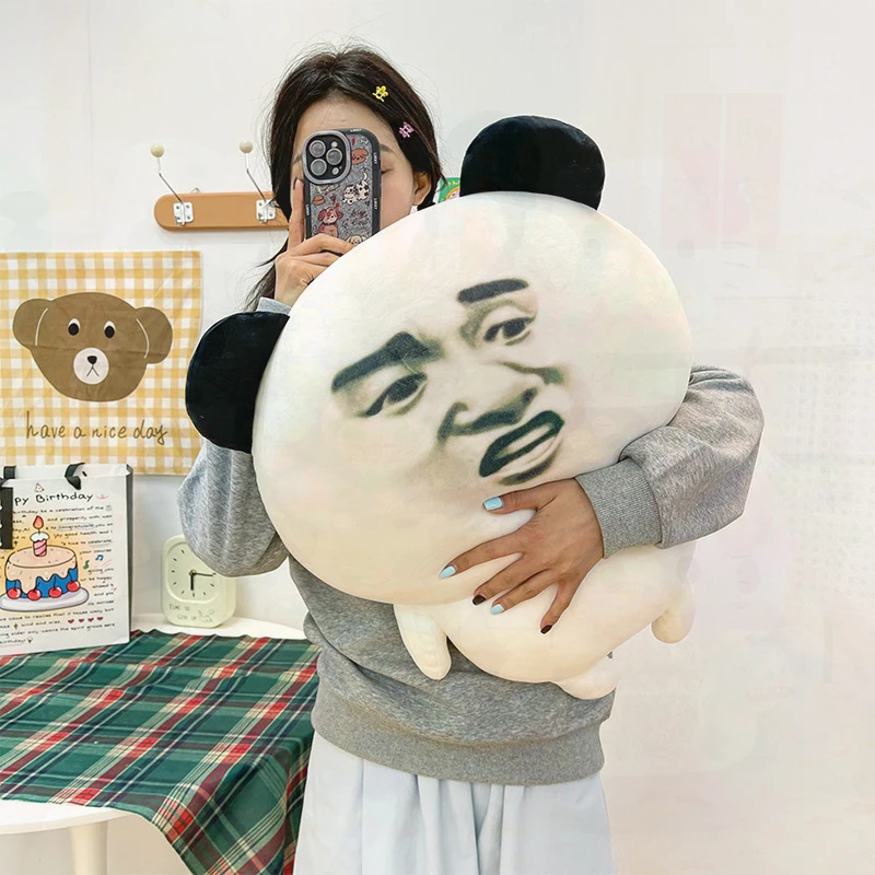 Funny Meme Expression Panda Plush Toy Novelty Soft Fluffy Stuffed Doll Interesting Figure Home Ornament Creative Gift