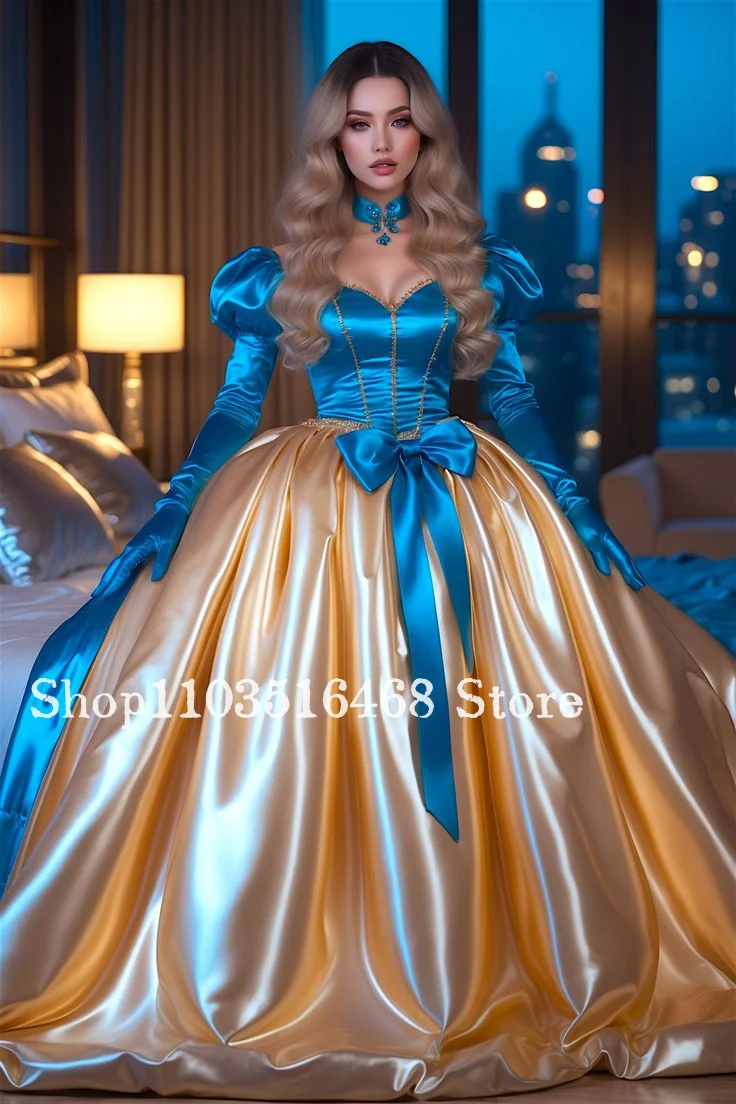 Victorian Ball Gown Customized Vintage Long-Sleeved Bow Evening Gown Prom Dress Special Occasion Evening Gown Cosplay Costume