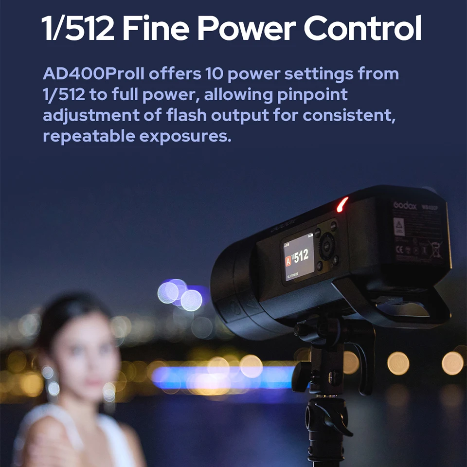 Godox AD400Pro II TTL Built-in Li-on Battery 2.4G Wireless X System Strobe Light 1/8000s HSS Flash Light for Canon Nikon Fuji