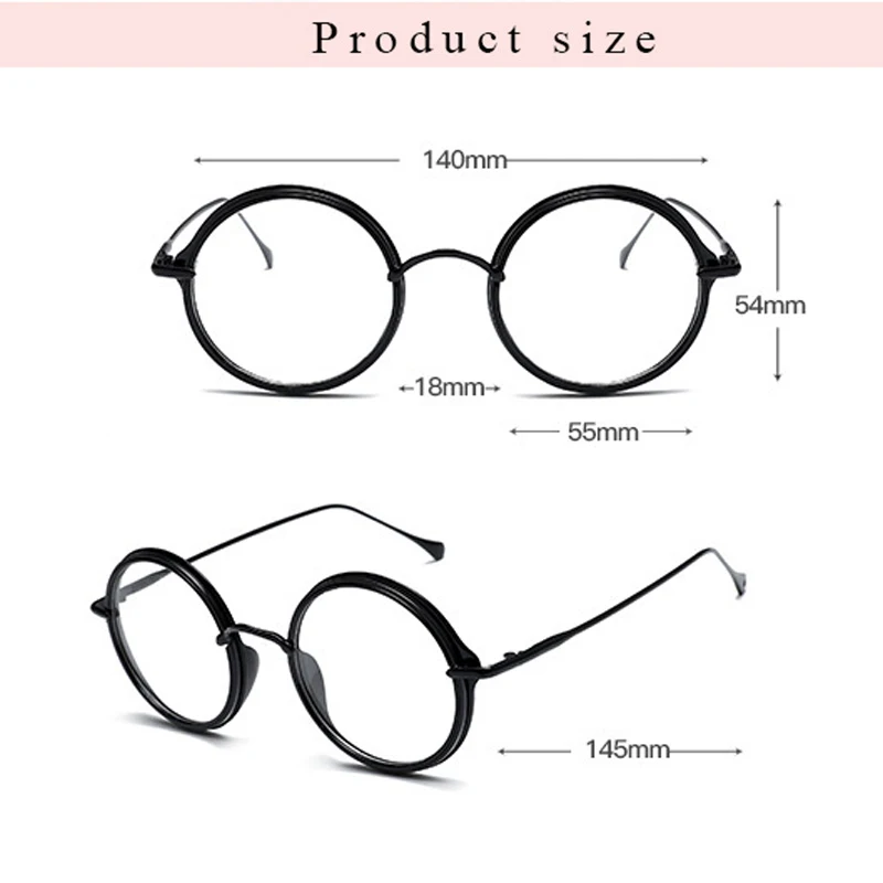 RUOBO Round Big Frame For Men Women Fashion Vintage Harajuku Students Myopia Prescription Eyeglsses Frame Metal Optical Glasses