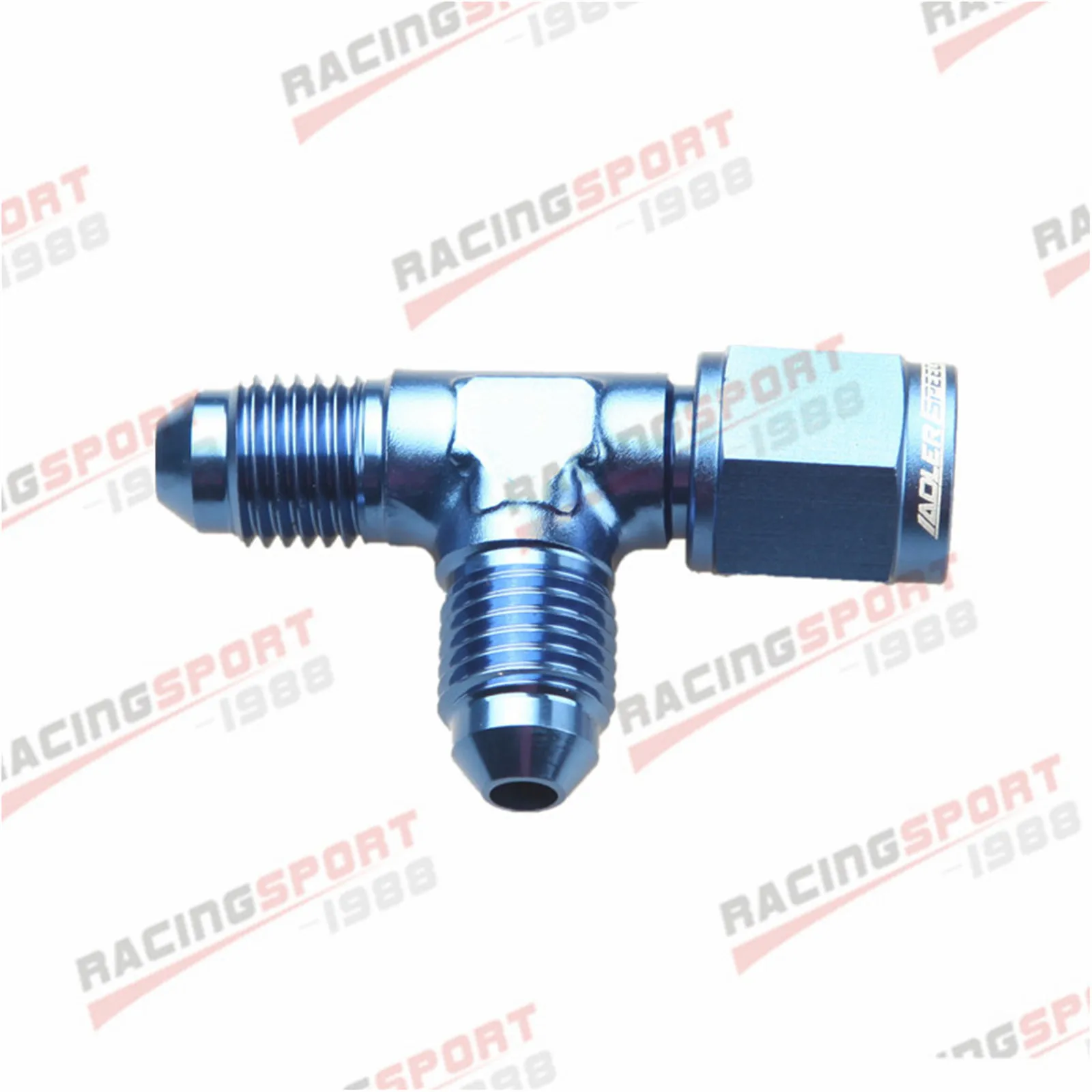 AN-6 Male To 6AN Male To -6AN Female Pipe Flare Tee T Piece Fuel Fitting Blue / Black