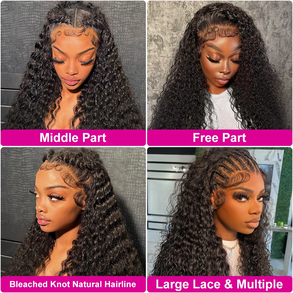 250% Deep Wave 13x4 13x6 Lace Frontal Human Hair Wigs Brazilian Remy 30 40 Inch Water Wave 360 Hd Lace Front Wig For Women