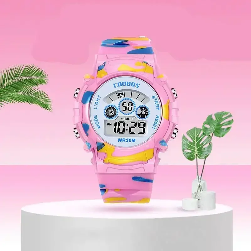 New Boys Sports watch  Military Kids Digital Watches Student Childrens Watch Fashion Luminous LED Alarm Camouflage Clock 2024