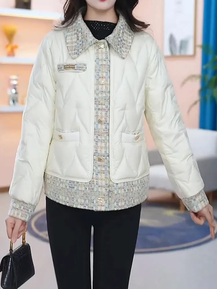 

Faionable Thiened Cotton Jaet Women's Autumn Winter New Design Splicing Warm All-Match Outerwear Korean Sle Straight Cut