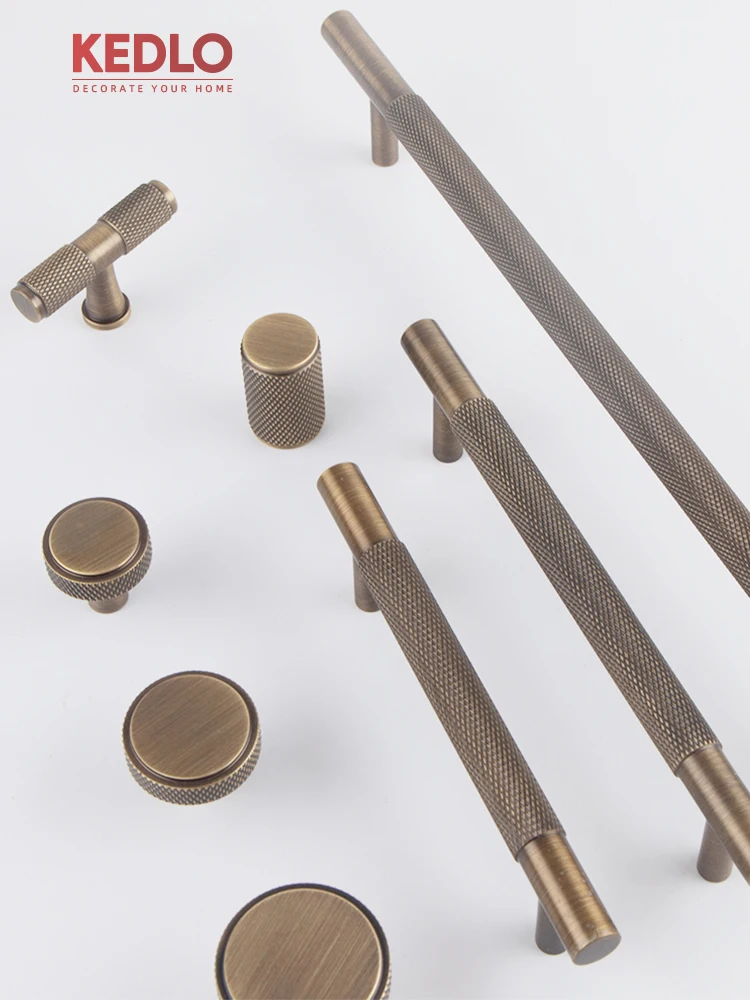 

KEDLO Modern minimalist diamond knotting drawer solid brass T-handle kitchen cabinet antique brass Pull
