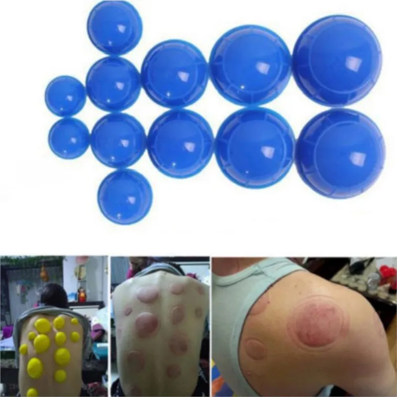 12PCS Silicone medical Vacuum Cans Massage Suction Cup Full Body Vacuum Massager Therapy Suction Cup Set Chinese Cupping