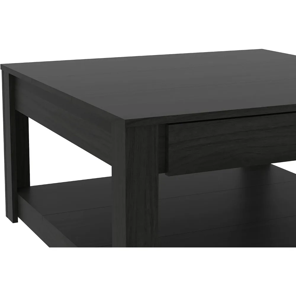 Moderne Rechthoekige Salontafel Met Opberglade 2 Tier Middentafel Voor Woonkamer Kantoor, 31.5 "D X 31.5" Wx 16.34 "H