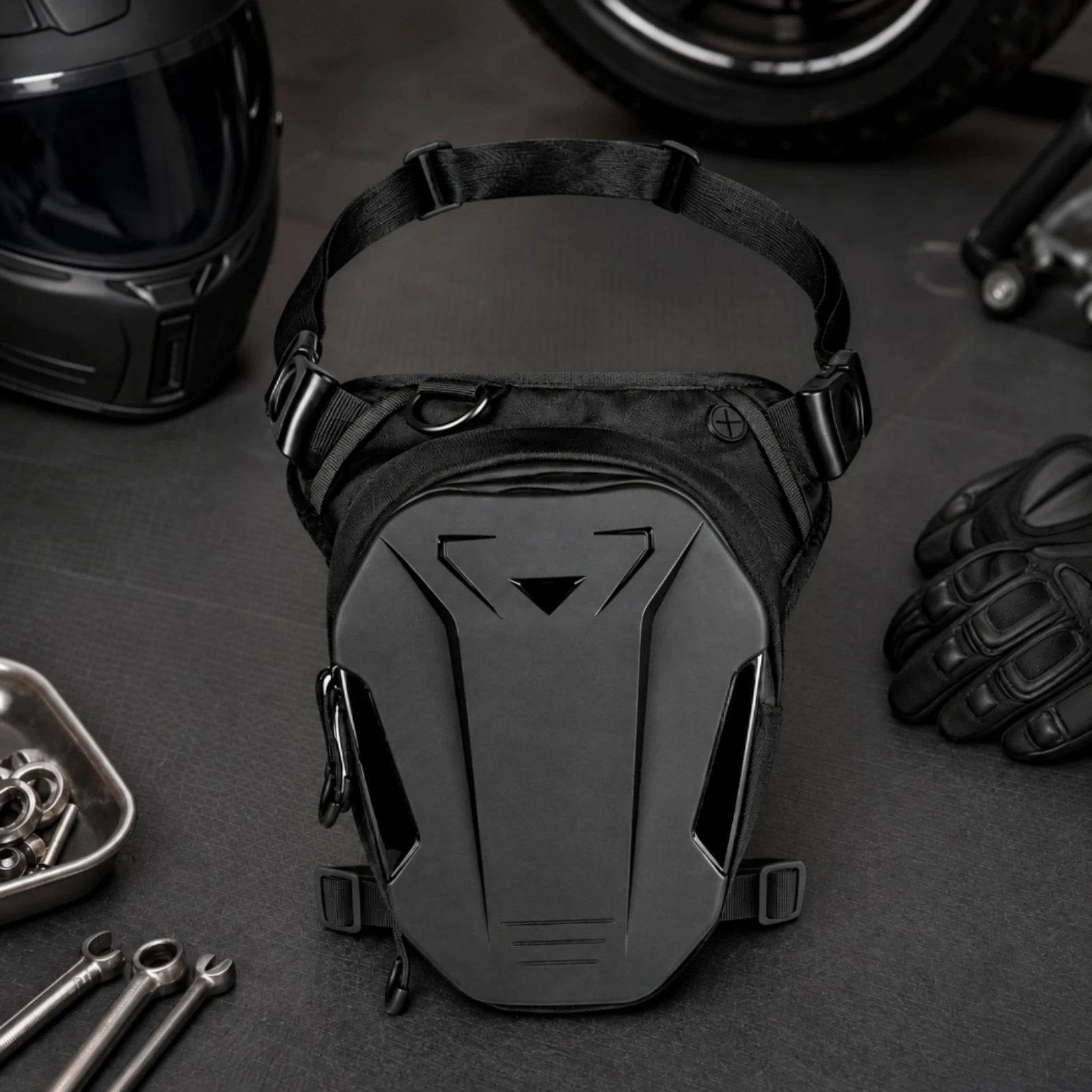 PU Motorcycle Motorcyclist Bag Compartmentalized Expandable Thigh Bag with Compartments for Commuters