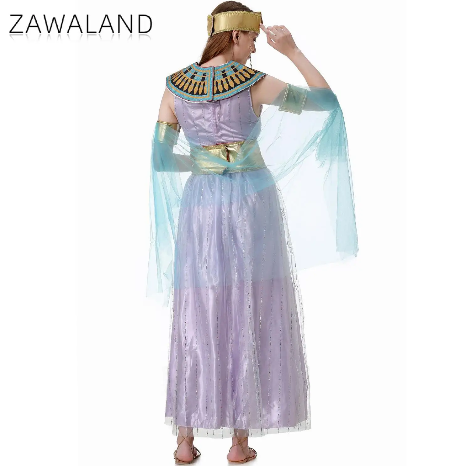 Zawaland コートギリシャ女神衣装中世アテナローマコスプレドレスセクシーなクレオパトラドレスアップパフォーマンスパーティースーツ M-XL
