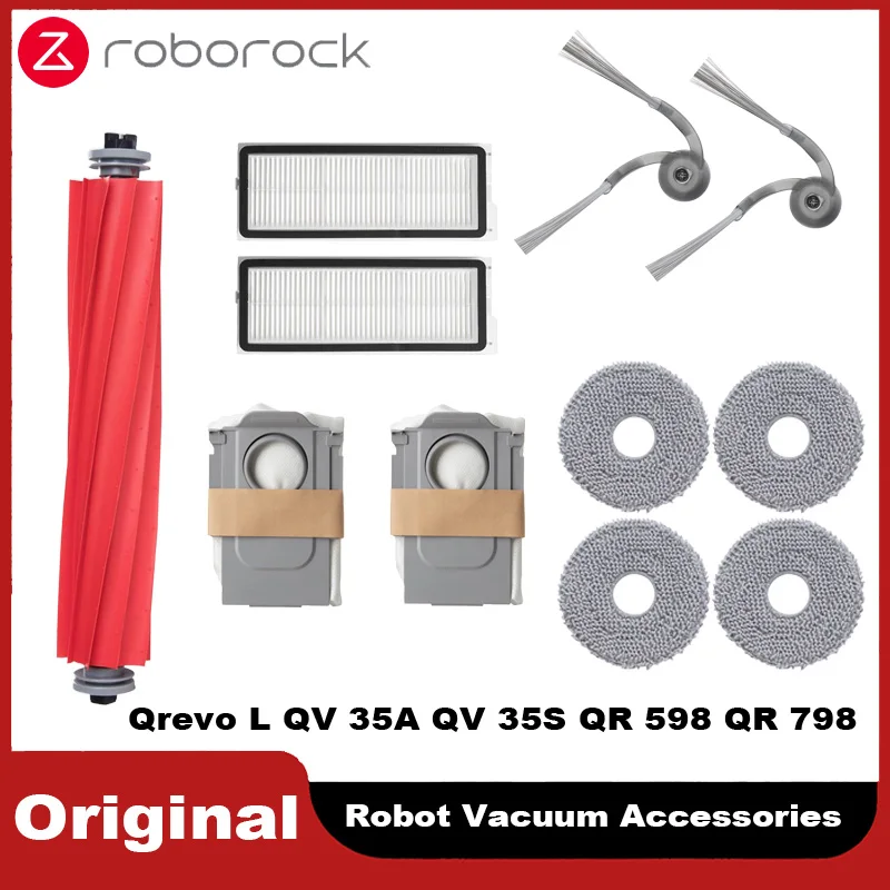 Original Roborock Accessories for Qrevo L QV 35A QV 35S QR 598 QR 798 Main Side Brush Mop Cloth Dust Bag Filter Relacement