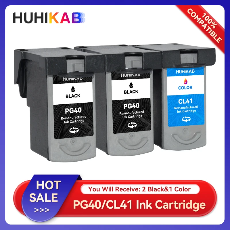 HUHIKAB PG40 CL41 PG-40 CL-41 Compatible Ink Cartridge for Canon Pixma MP160 MP140 MP210 MP220 MX300 MX310 iP1800 iP2500 iP1600