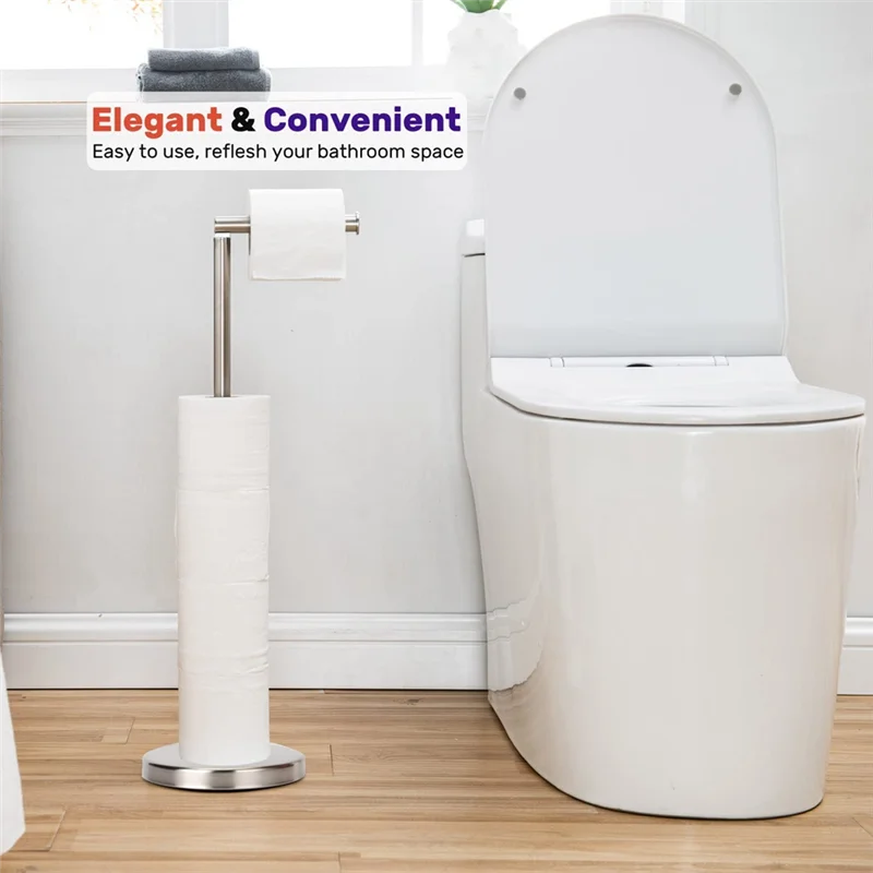 Toilet Paper Holder, Free Standing Toilet Paper Holder Stand with Reserve for 4 Spare Rolls, Sturdy Base