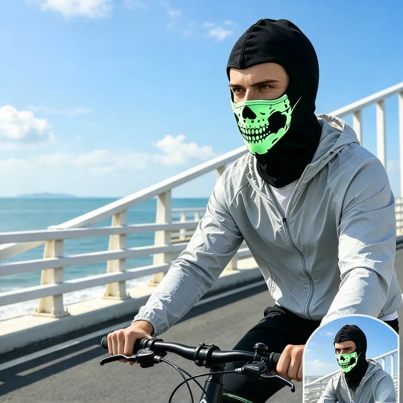 Luminous Cotton Balaclava Ghost Skeleton Mask Skull Ski Headwear Scarf Hood Motorcycle Helmet for Outdoor Motorcycle Hiking