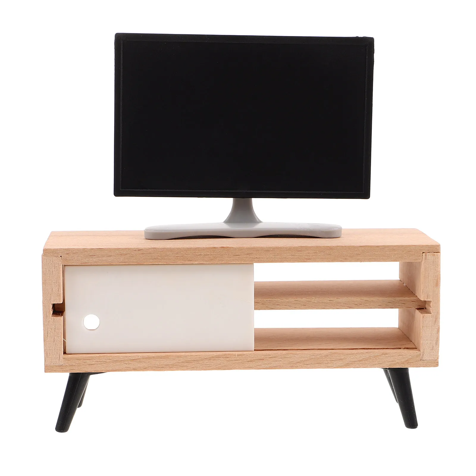 

Miniature LCD Television 1 12 Scale Mini TV and Stand Cabinet Living Room Bedroom Decoration Kids Play Accessory