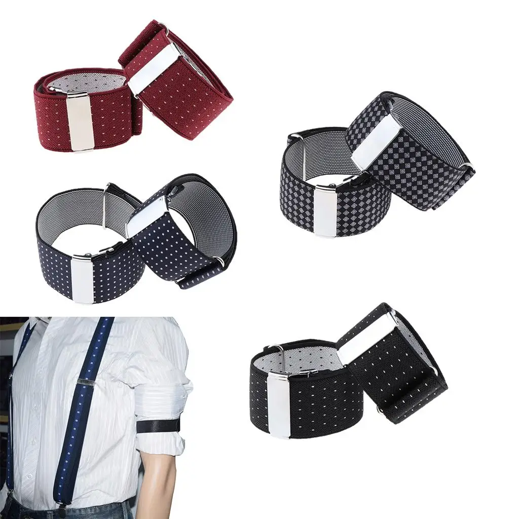 Elastic Shirt Sleeve Holders for Men Jacquard Nylon Armband Sock Stocking Garter for Formal Occasion