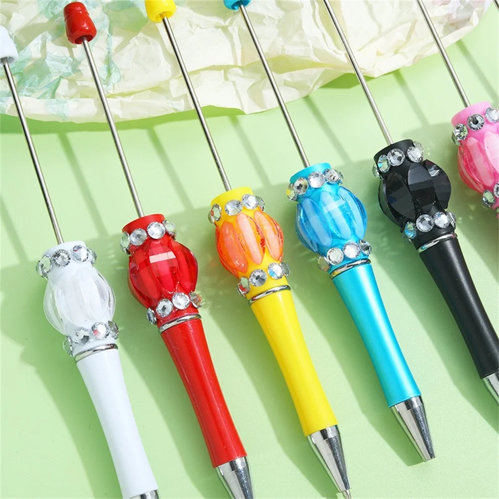 Q88 Girl Full Diamond Lantern Bead Pen DIY Handmade Stick Diamond Ballpoint Pen Beaded Student Pen Gift Pen
