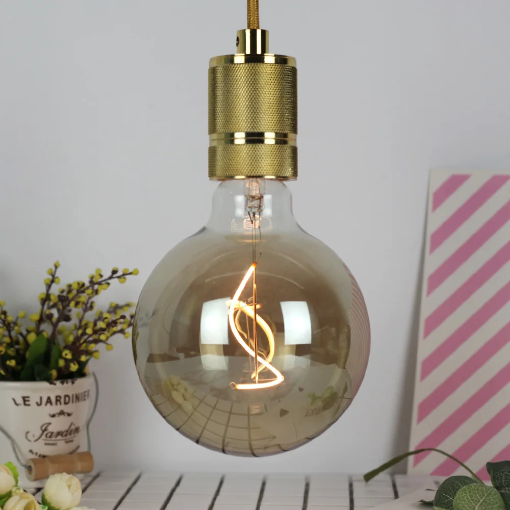 G125 4W 220V Smoke Grey Retro Bulb LED Soft Light Bar Rotating Wire Wrapped Retro Personalized Decorative Source Retro Light