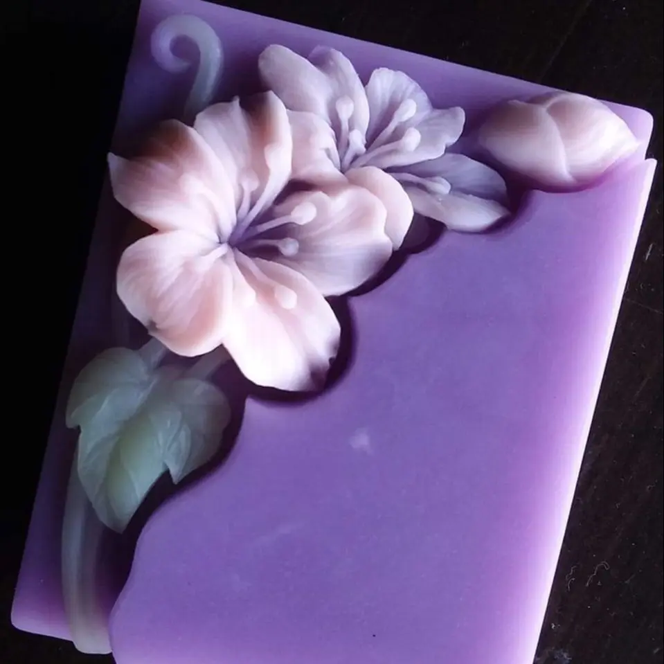 Pretty Floral Soap Mold Rectangle Blossom Flower Soap Making Mould for Cold Process Soap Making Aroma Resin Plaster Crafts Molds