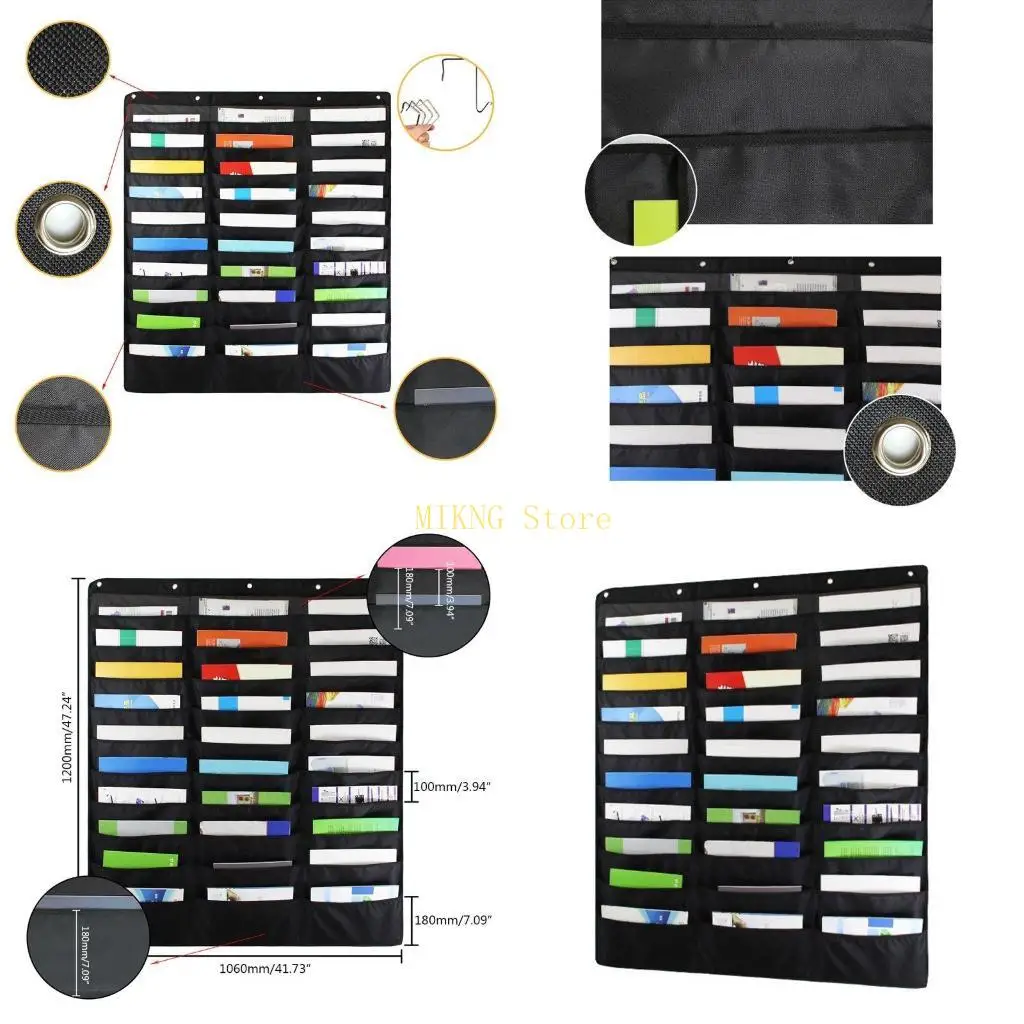 

30 Pocket Wall File Bag with Colored Index Tabs with 4 Hanging Hooks best sale