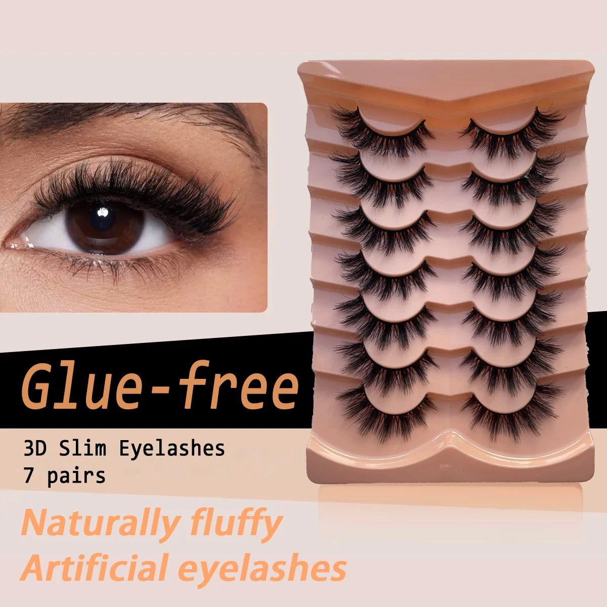 7 쌍 3d 슬리밍 컬리 인조 속눈썹 대용량 자연스럽고 사용하기 쉬운 눈의 모습을 향상시키는 가짜 속눈썹
