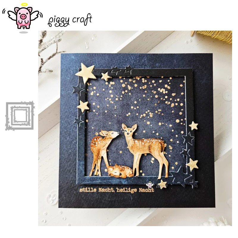 Piggy Craft Metall-Stanzformen, geschnittene Matrizenform, Stern, quadratischer Rahmen, Scrapbook-Papier, Basteln, Messerform, Klingenstanzer, Schablonen