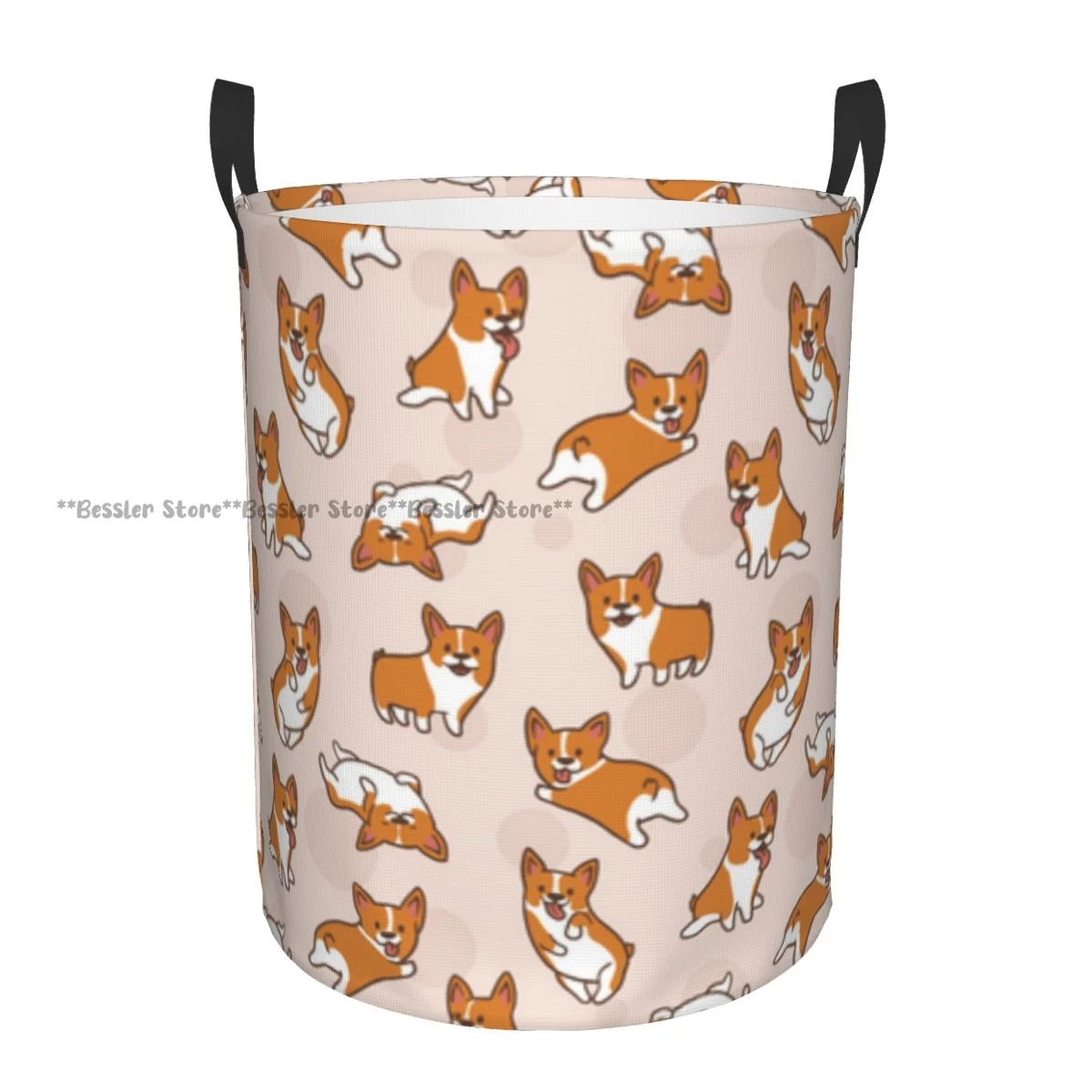 Dirty Laundry Basket Cartoon Corgis Pattern Folding Clothing Storage Bucket Home Waterproof Organizer