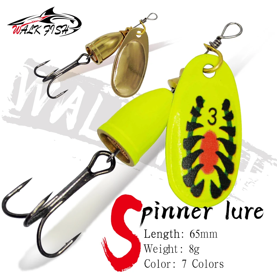 Isca de Pesca WALK FISH 8g 65mm, Spinner de Metal com Gancho Triplo para Truta, Isca Wobbler para Pike, Bass e Pesca em Água Doce
