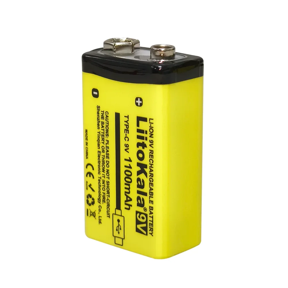 9V 1100mAh USB Rechargeable Lithium Battery  6F22 for Multimeter Microphone Toy Guitar KTV LiitoKala