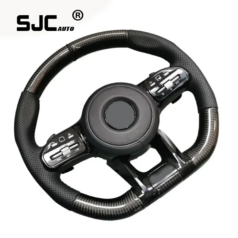 SJC Auto C217 W211 W212 W221 W222 S63 C63 GLA45 C43 SLC For Benz AMG W204 W205 CLA GLA 45 Carbon Fiber Steering Wheel