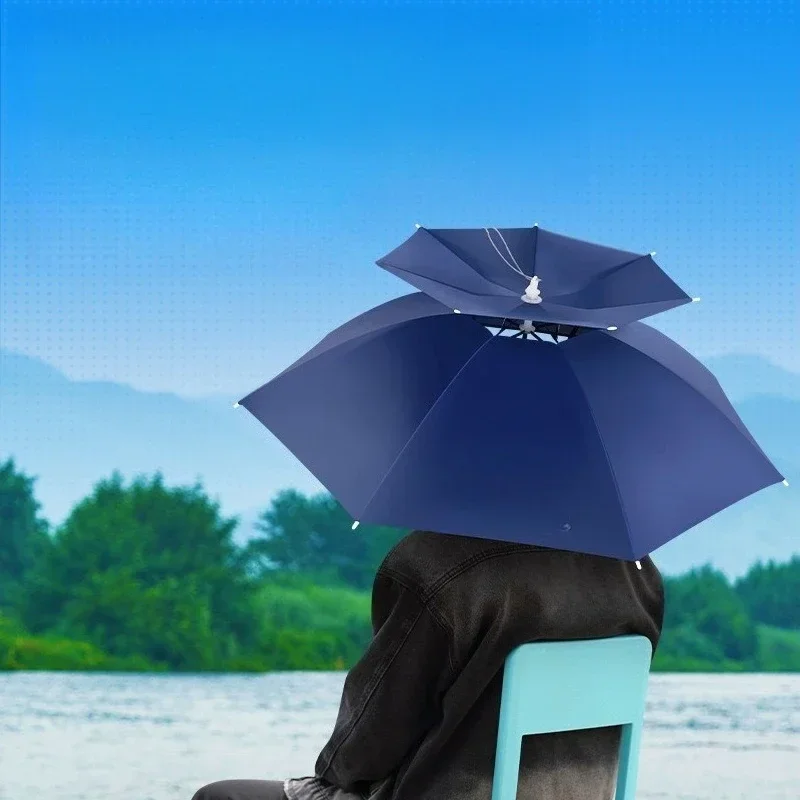 

Head-mounted fishing umbrella small umbrella, head with head sunshade, sunscreen and rain protection, folding hat